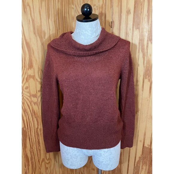 NortonMcnaughton Sweaters - NortonMcnaughton Sweater Pullover Long Sleeve Cowl Neck Knit Rust Orange Sz S